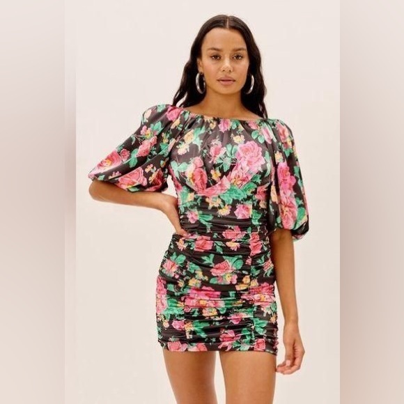 NWT For Love and Lemons Jolie Puff Sleeve Mini Dress - Picture 3 of 14